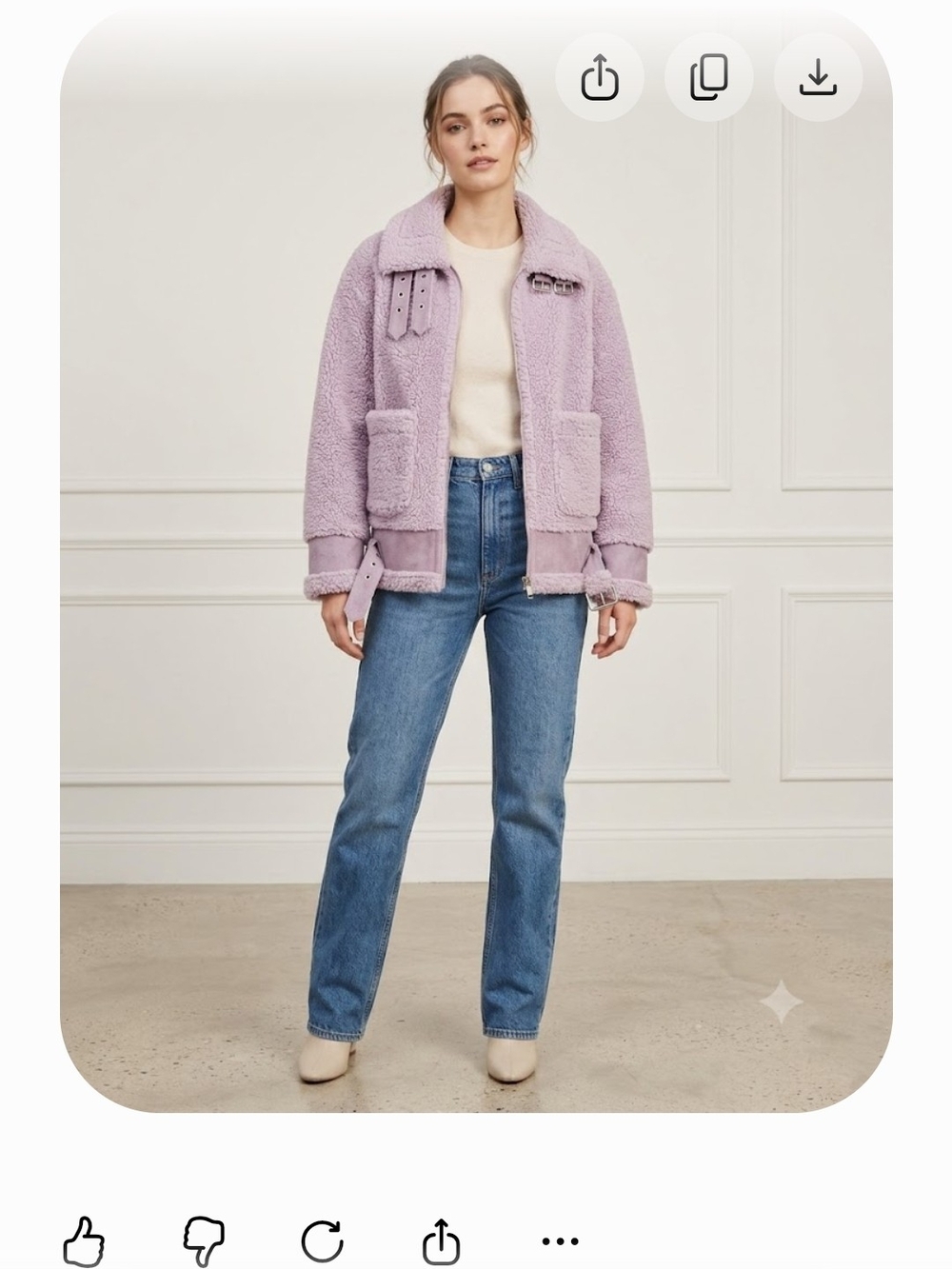 Jules Kae Lavender Sherpa Bomber Jacket